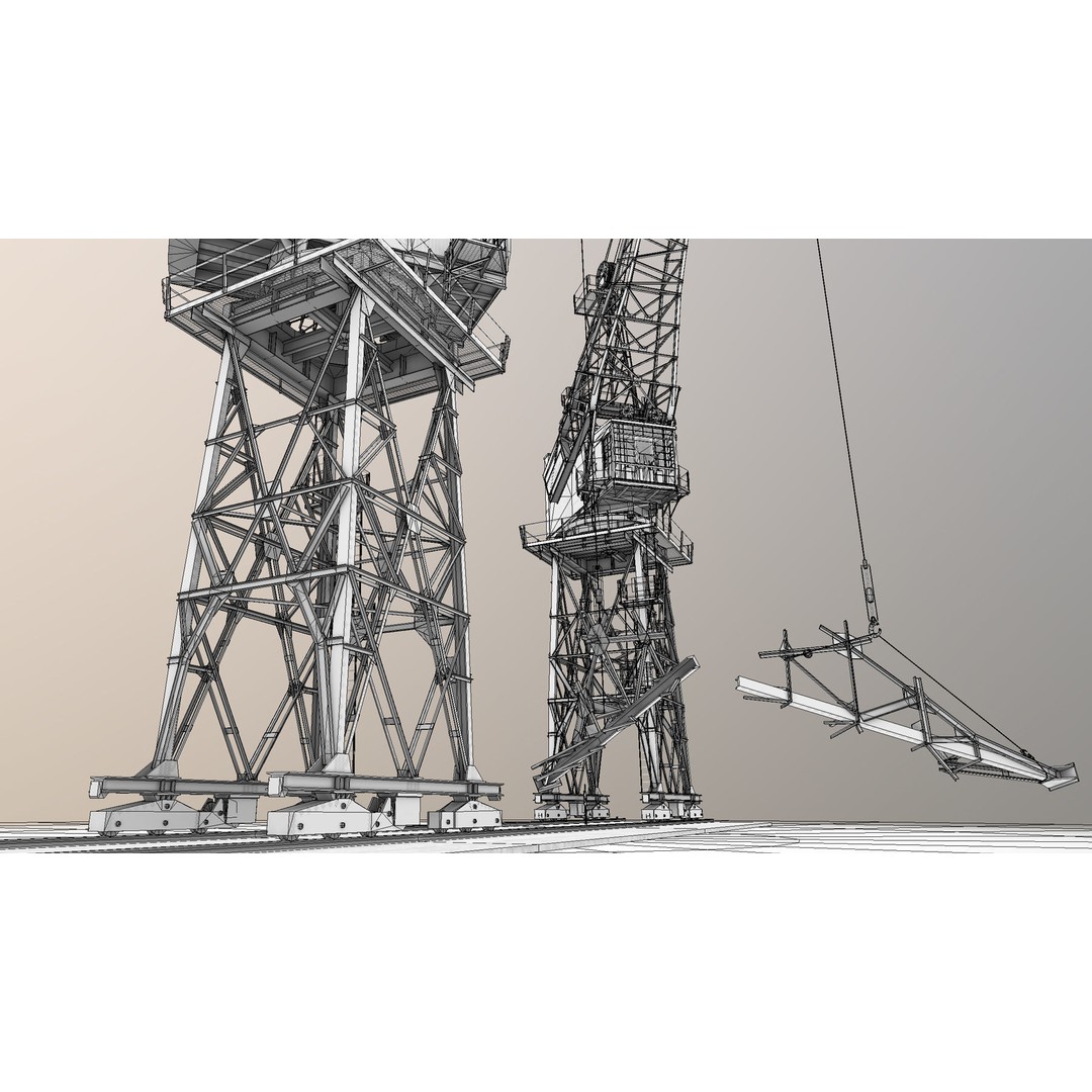 Crane STOTHERT-PITT 3D Model – Low Poly Rigged Asset, PBR Textures - View 26