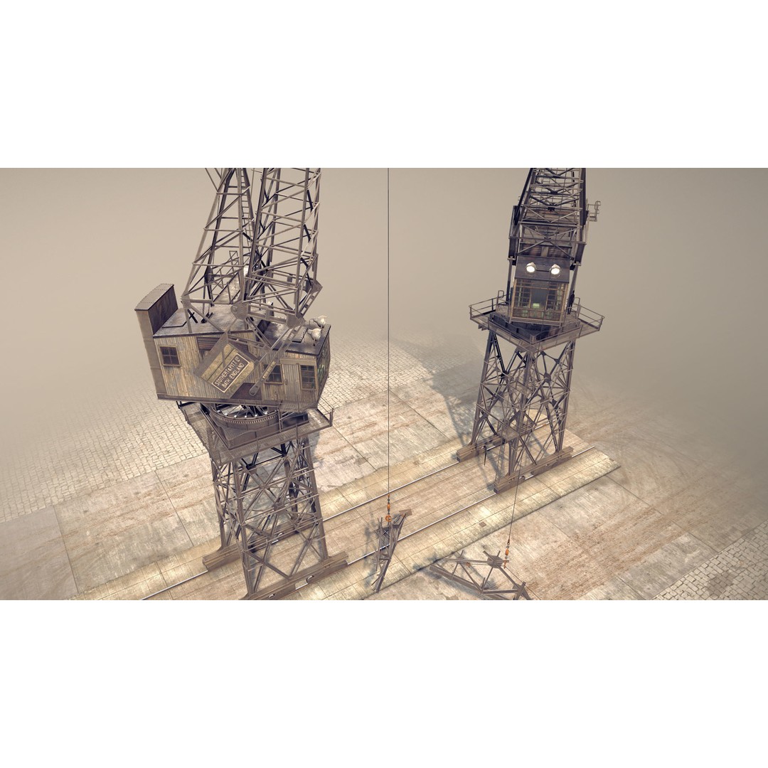 Crane STOTHERT-PITT 3D Model – Low Poly Rigged Asset, PBR Textures - View 4