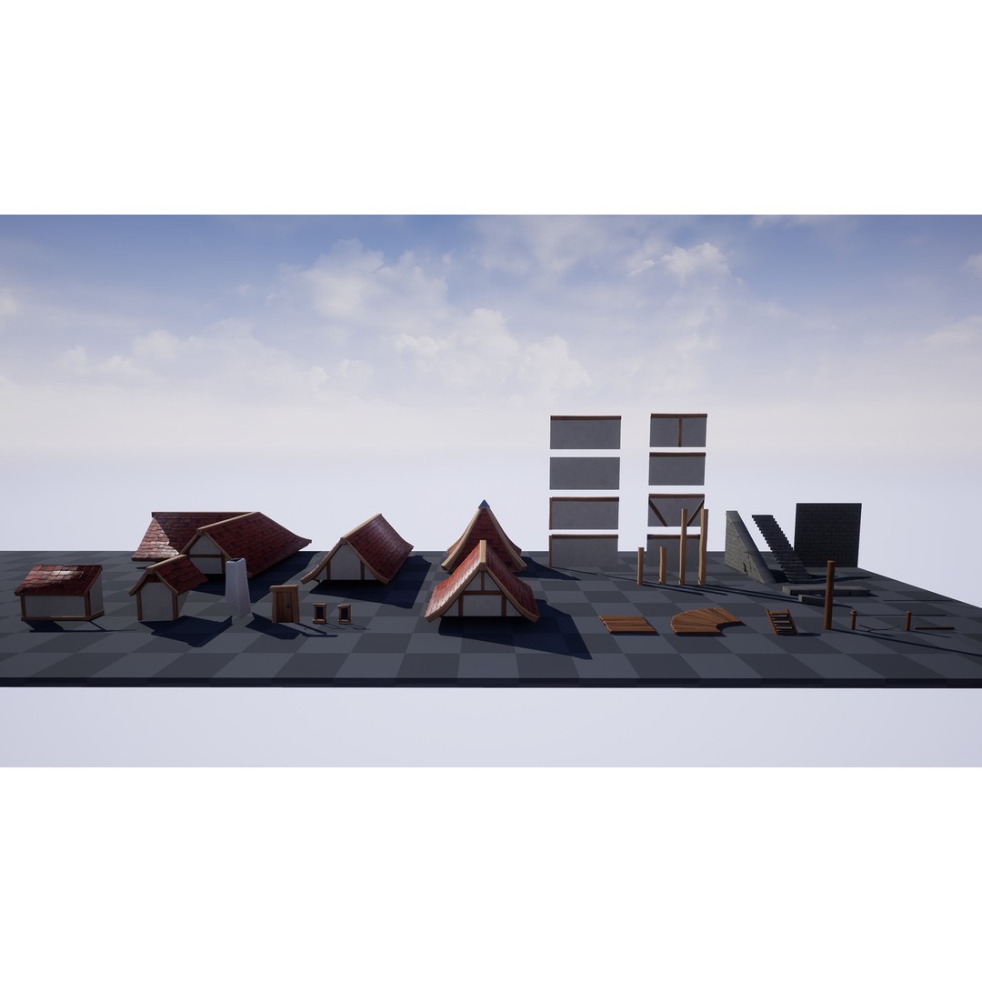 Medieval Port City 3D Model – Low Poly Modular Environment, FBX