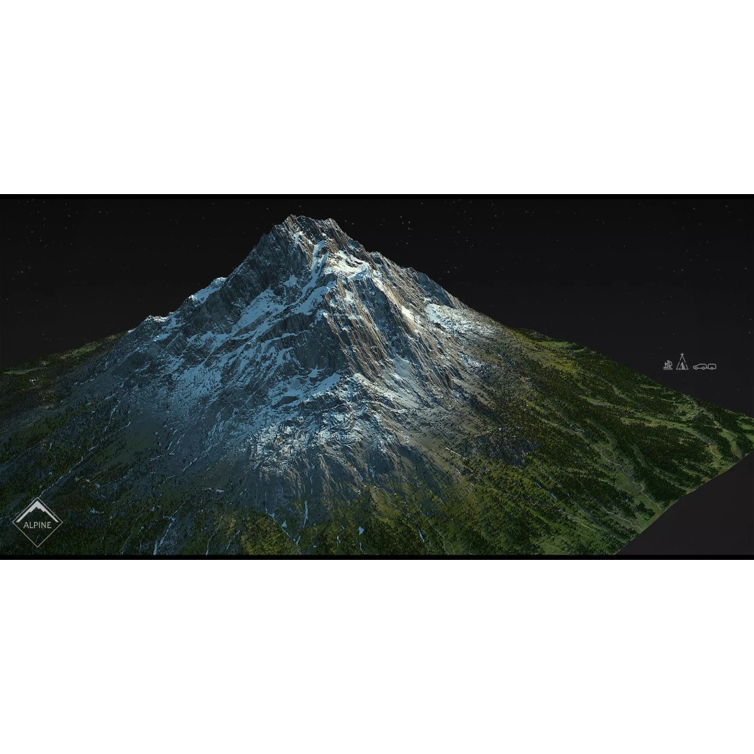 Alpine Mountains 3D Model – Game Ready Landscape Pack with PBR Textures