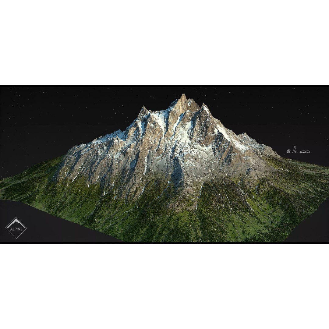 Alpine Mountains 3D Model – Game Ready Landscape Pack with PBR Textures - View 13