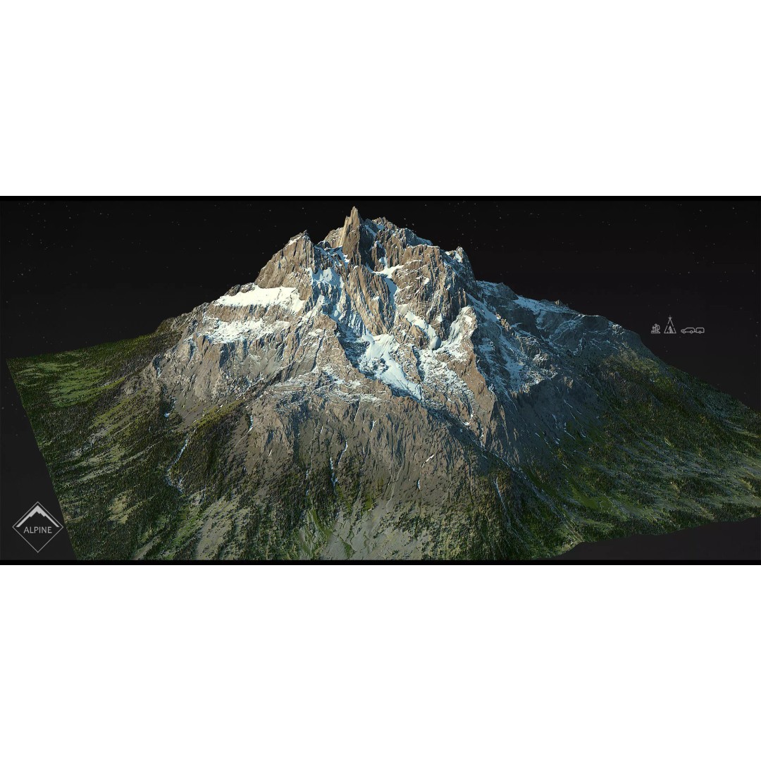 Alpine Mountains 3D Model – Game Ready Landscape Pack with PBR Textures - View 2