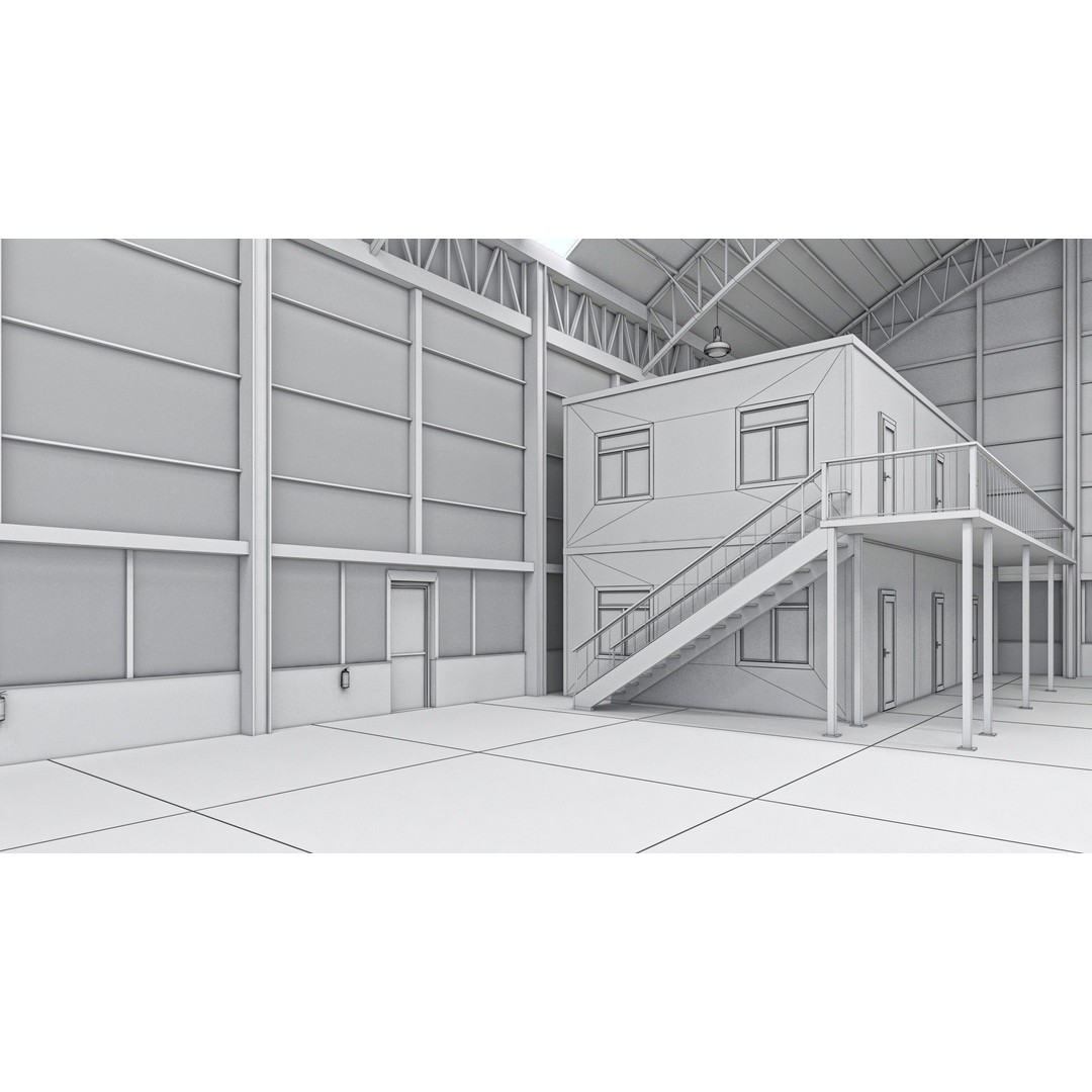 Warehouse 3D Model – Detailed Industrial Building with Textures - View 13