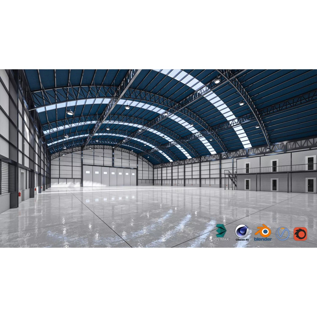 Warehouse 3D Model – Detailed Industrial Building with Textures - View 2
