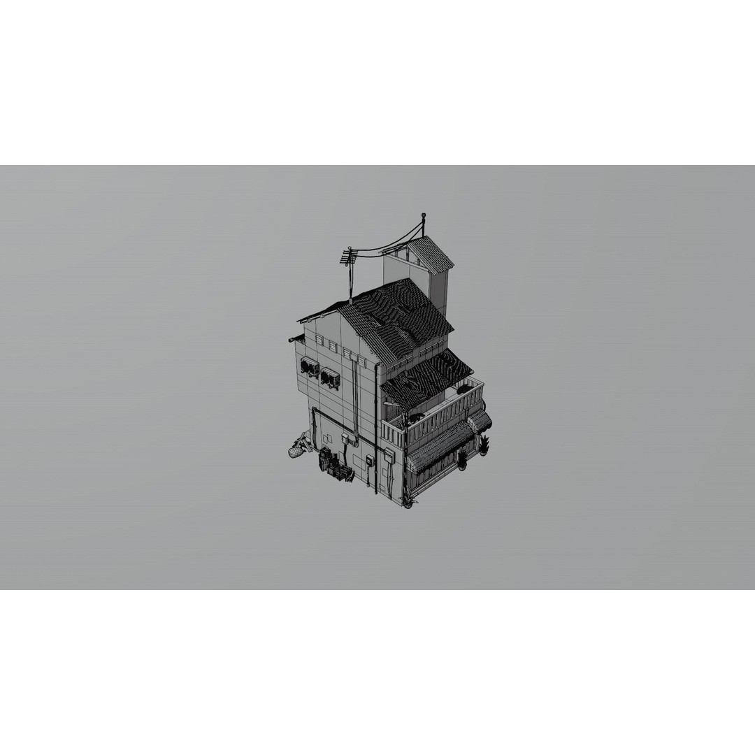 Hong Kong Building 3D Model – Low Poly 1980s Urban Style, FBX