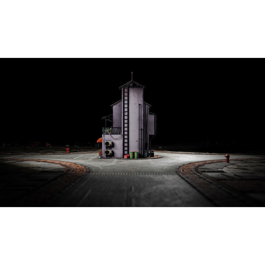 Hong Kong Building 3D Model – Low Poly 1980s Urban Style, FBX - View 10