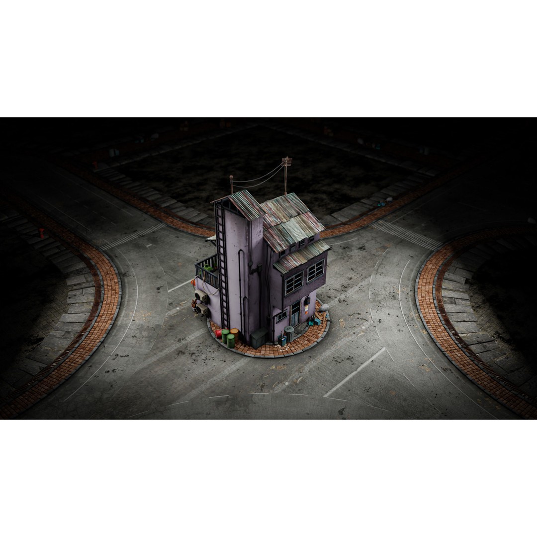 Hong Kong Building 3D Model – Low Poly 1980s Urban Style, FBX - View 12