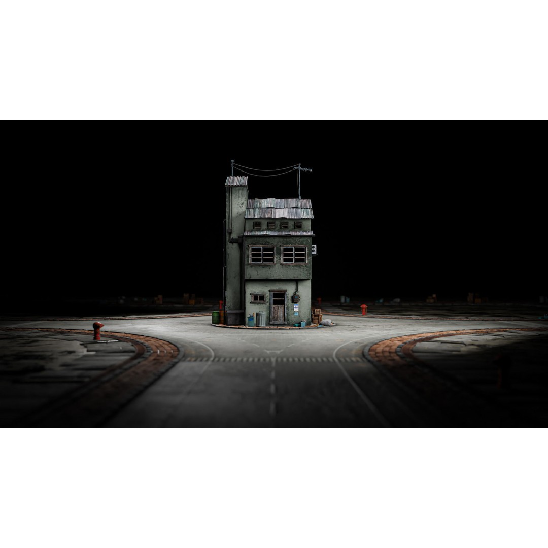 Hong Kong Building 3D Model – Low Poly 1980s Urban Style, FBX - View 14