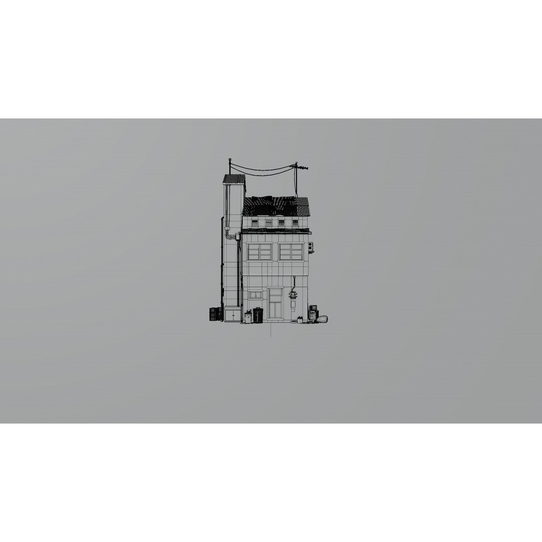 Hong Kong Building 3D Model – Low Poly 1980s Urban Style, FBX - View 15