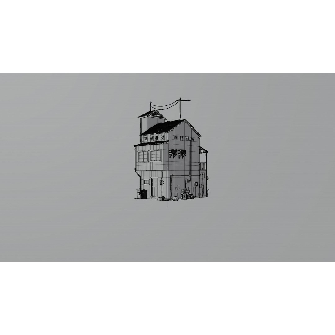 Hong Kong Building 3D Model – Low Poly 1980s Urban Style, FBX - View 16