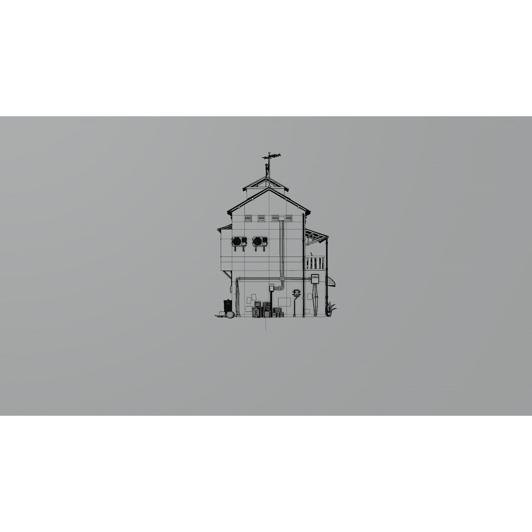 Hong Kong Building 3D Model – Low Poly 1980s Urban Style, FBX - View 17