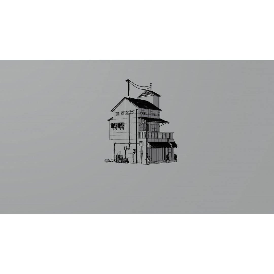 Hong Kong Building 3D Model – Low Poly 1980s Urban Style, FBX - View 18