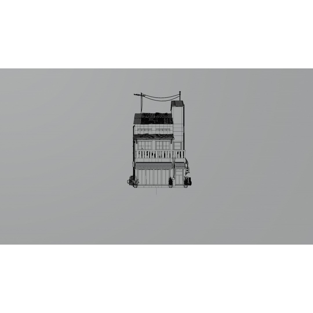 Hong Kong Building 3D Model – Low Poly 1980s Urban Style, FBX - View 19