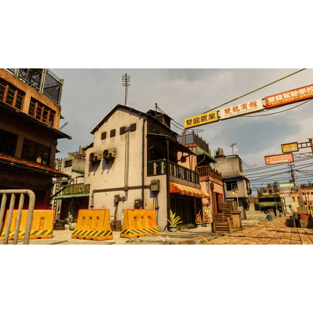 Hong Kong Building 3D Model – Low Poly 1980s Urban Style, FBX - View 2