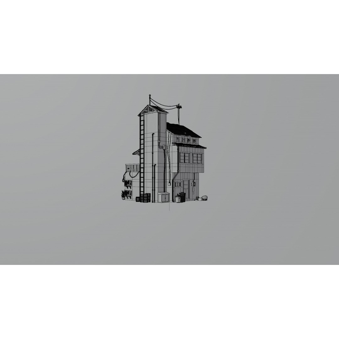 Hong Kong Building 3D Model – Low Poly 1980s Urban Style, FBX - View 22