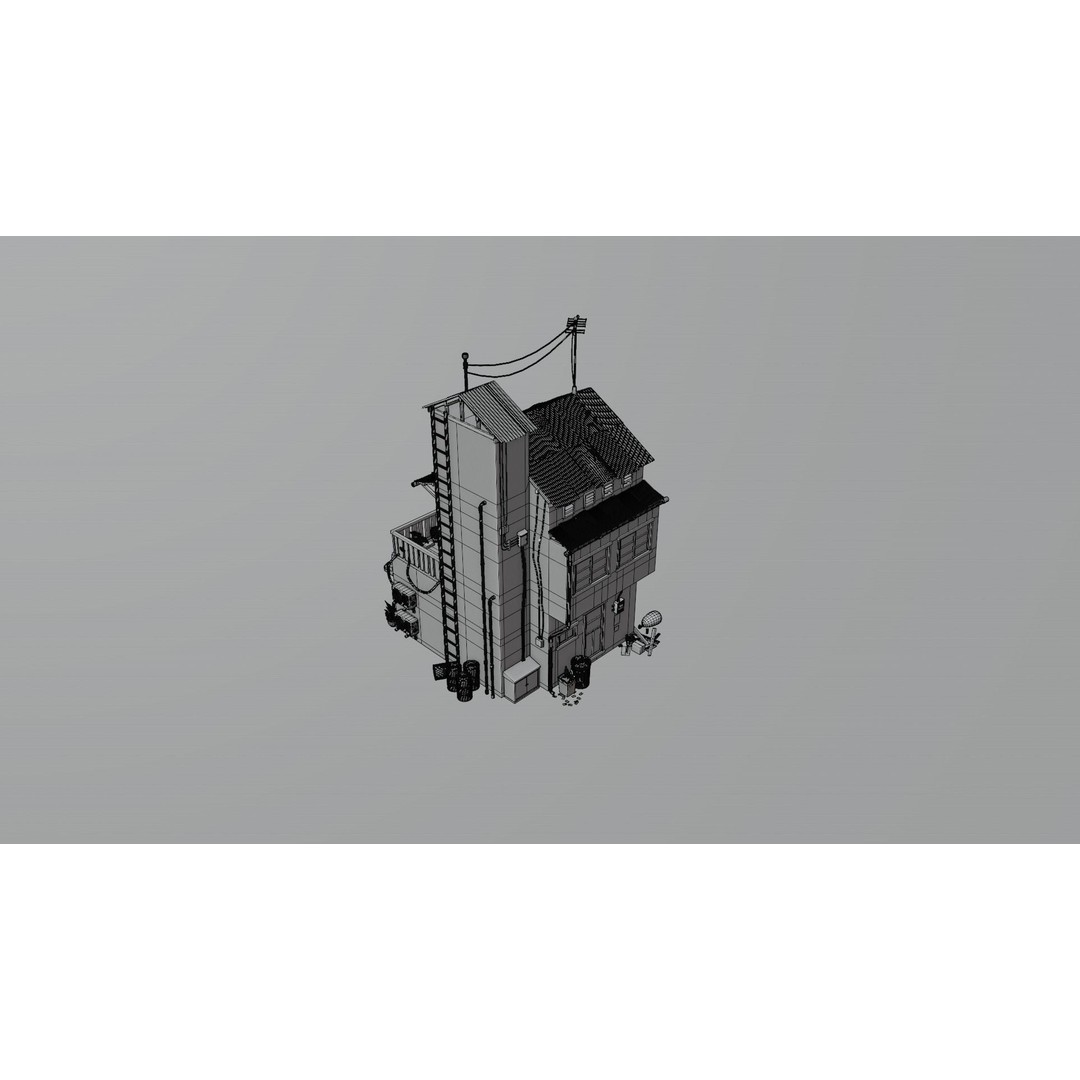 Hong Kong Building 3D Model – Low Poly 1980s Urban Style, FBX - View 23