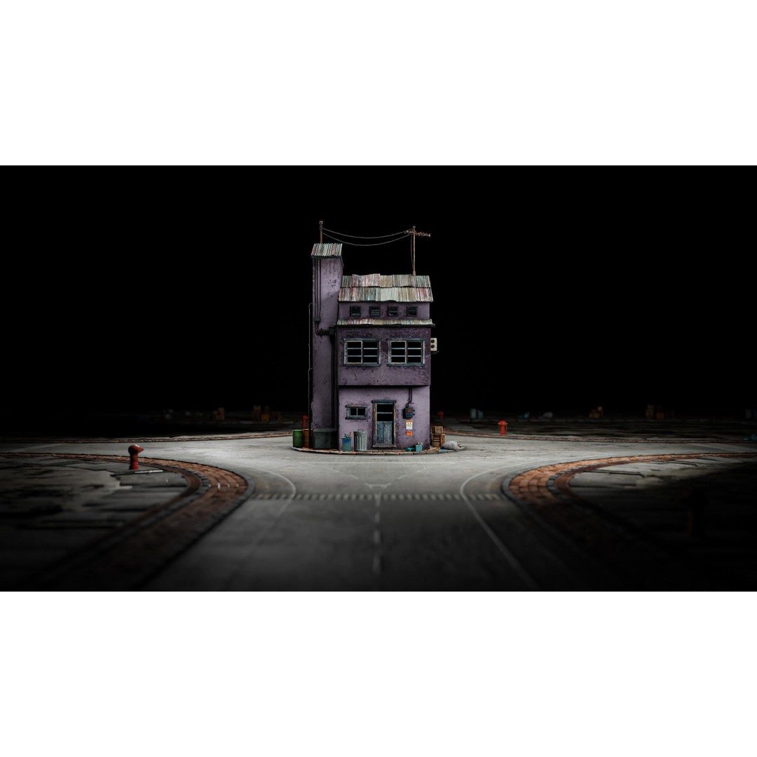 Hong Kong Building 3D Model – Low Poly 1980s Urban Style, FBX - View 4