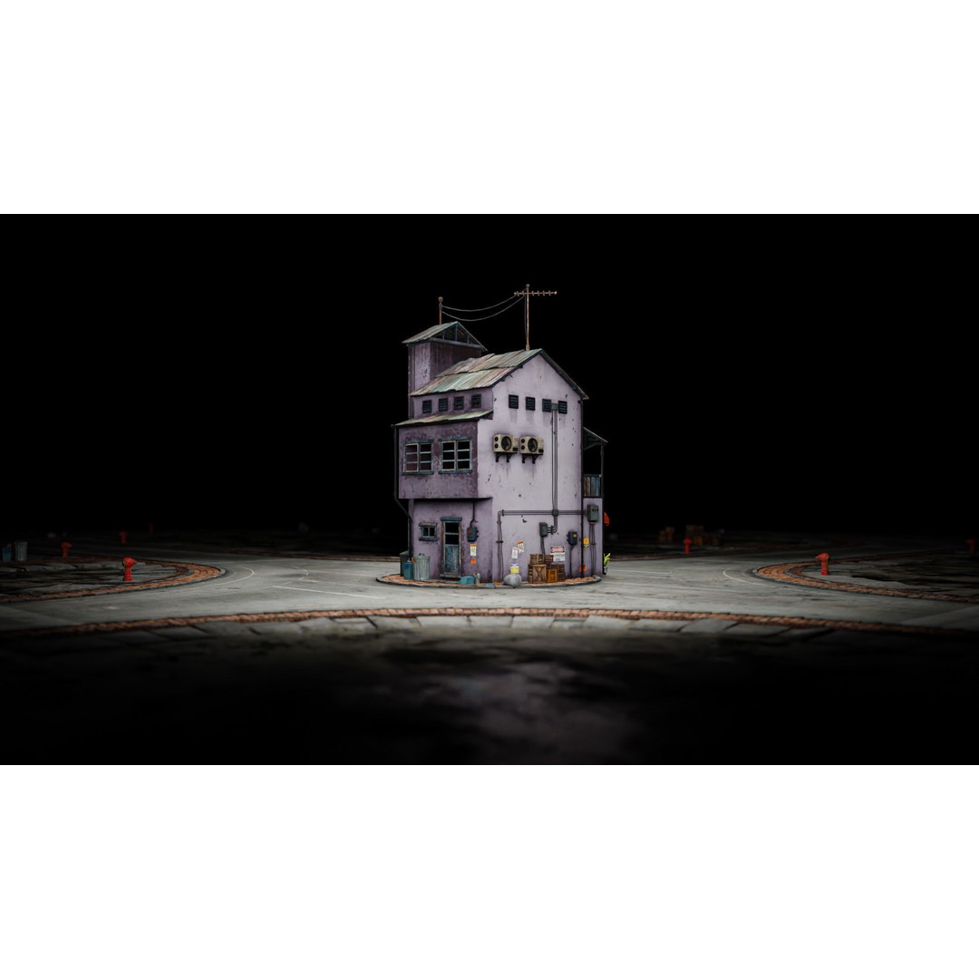 Hong Kong Building 3D Model – Low Poly 1980s Urban Style, FBX - View 5