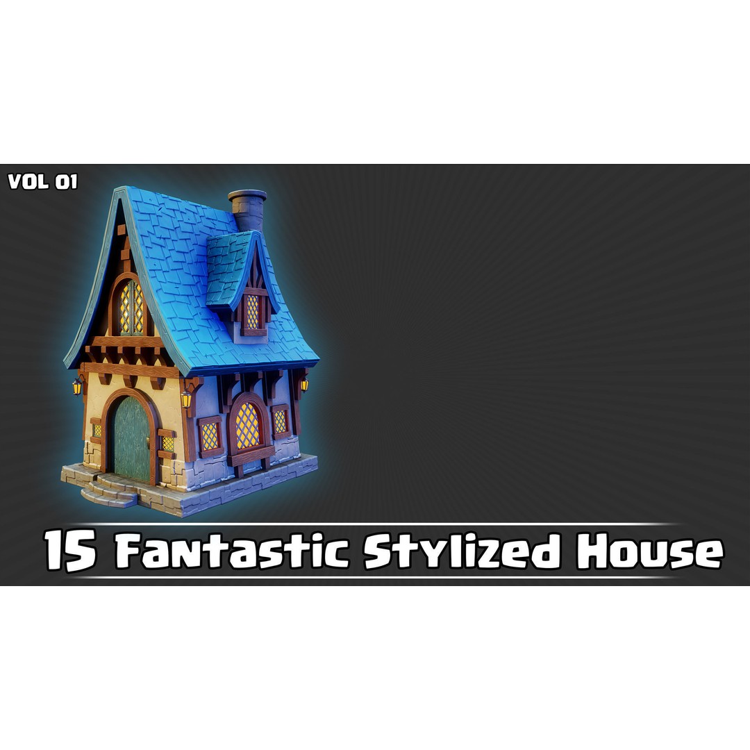 Stylized House 3D Model – Low Poly Game Asset, FBX, PBR Textures