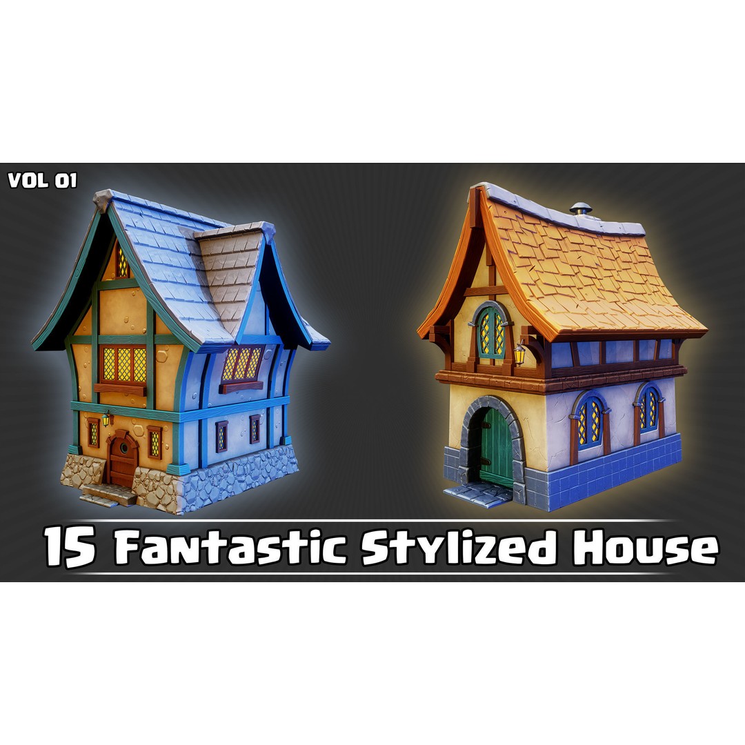 Stylized House 3D Model – Low Poly Game Asset, FBX, PBR Textures - View 4