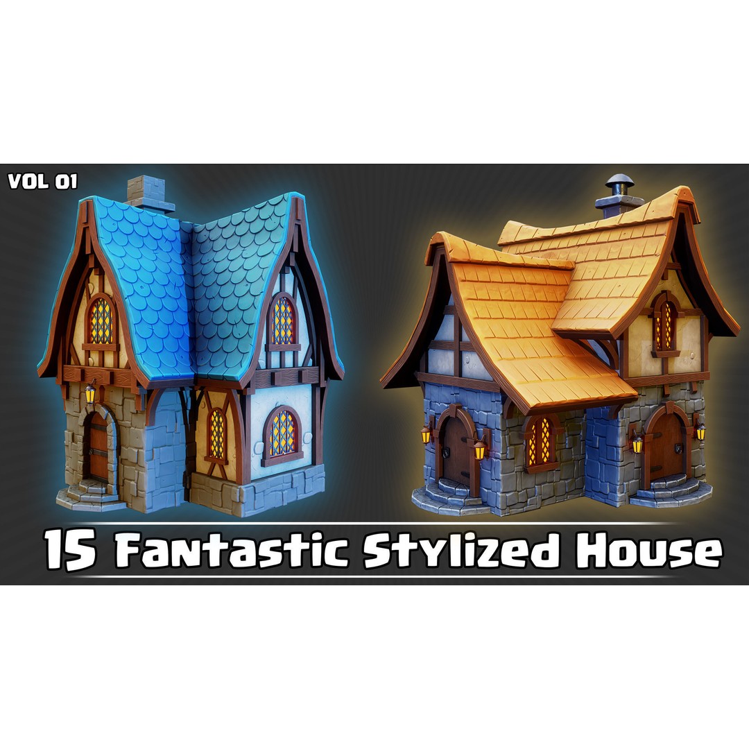 Stylized House 3D Model – Low Poly Game Asset, FBX, PBR Textures - View 5