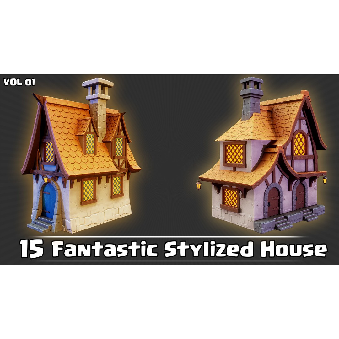 Stylized House 3D Model – Low Poly Game Asset, FBX, PBR Textures - View 6