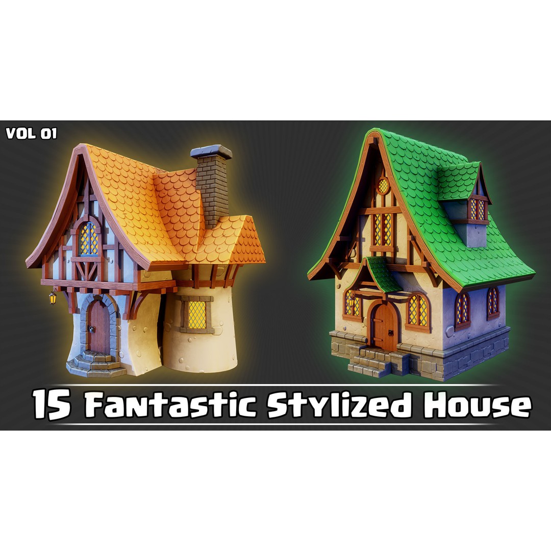 Stylized House 3D Model – Low Poly Game Asset, FBX, PBR Textures - View 7