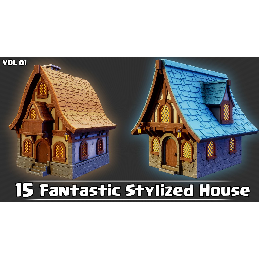 Stylized House 3D Model – Low Poly Game Asset, FBX, PBR Textures - View 8