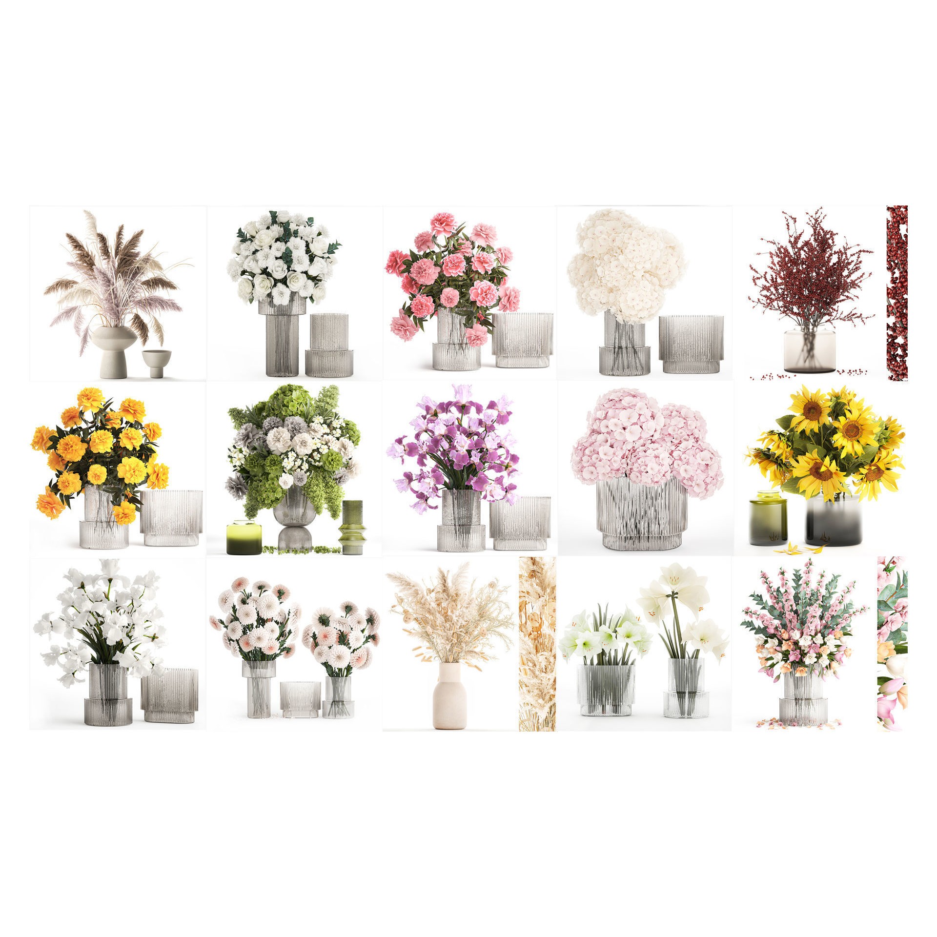 Flower Bouquets and Vase Set - Game-Ready 3D Model - View 6