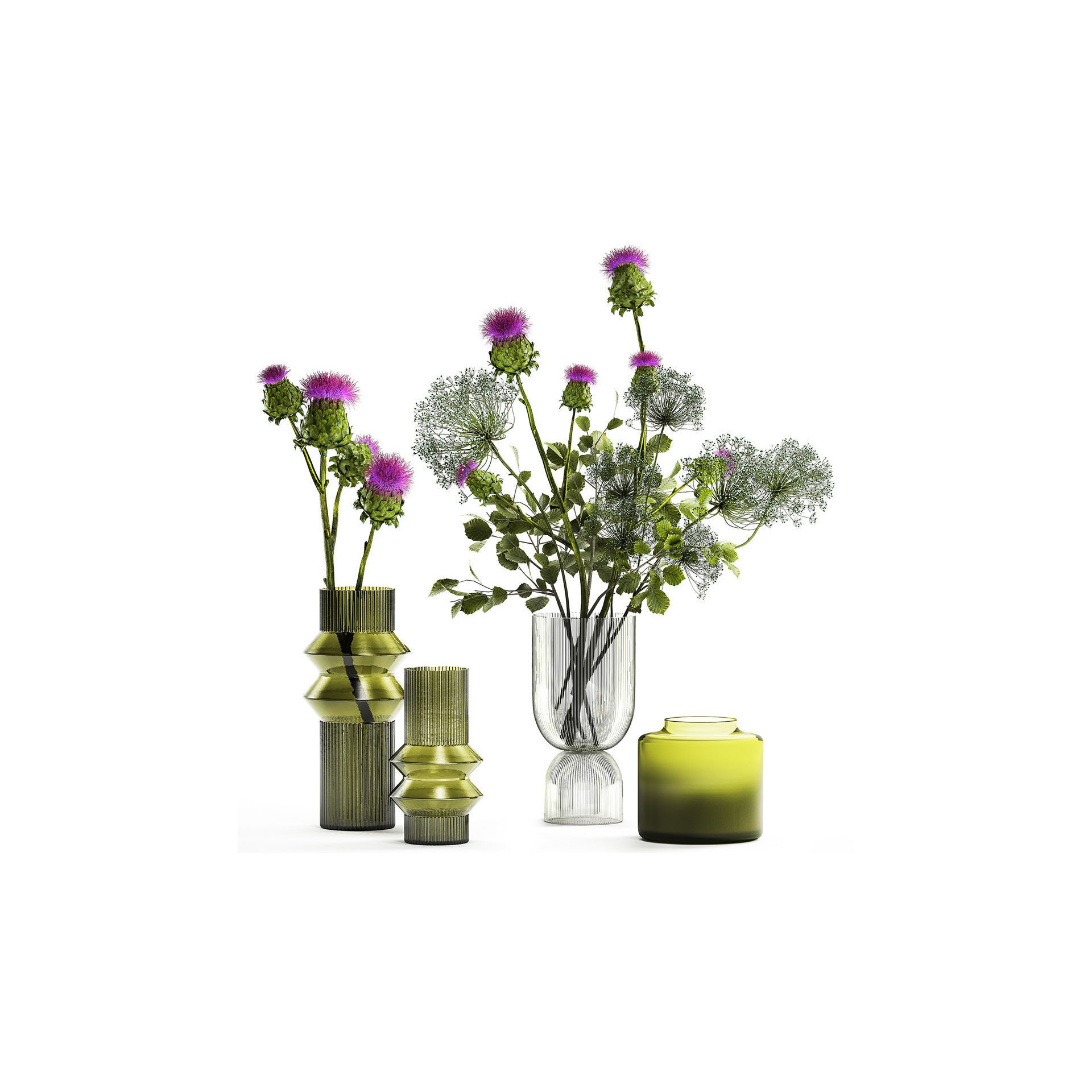 Flower Bouquets and Vase Set - Game-Ready 3D Model - View 9