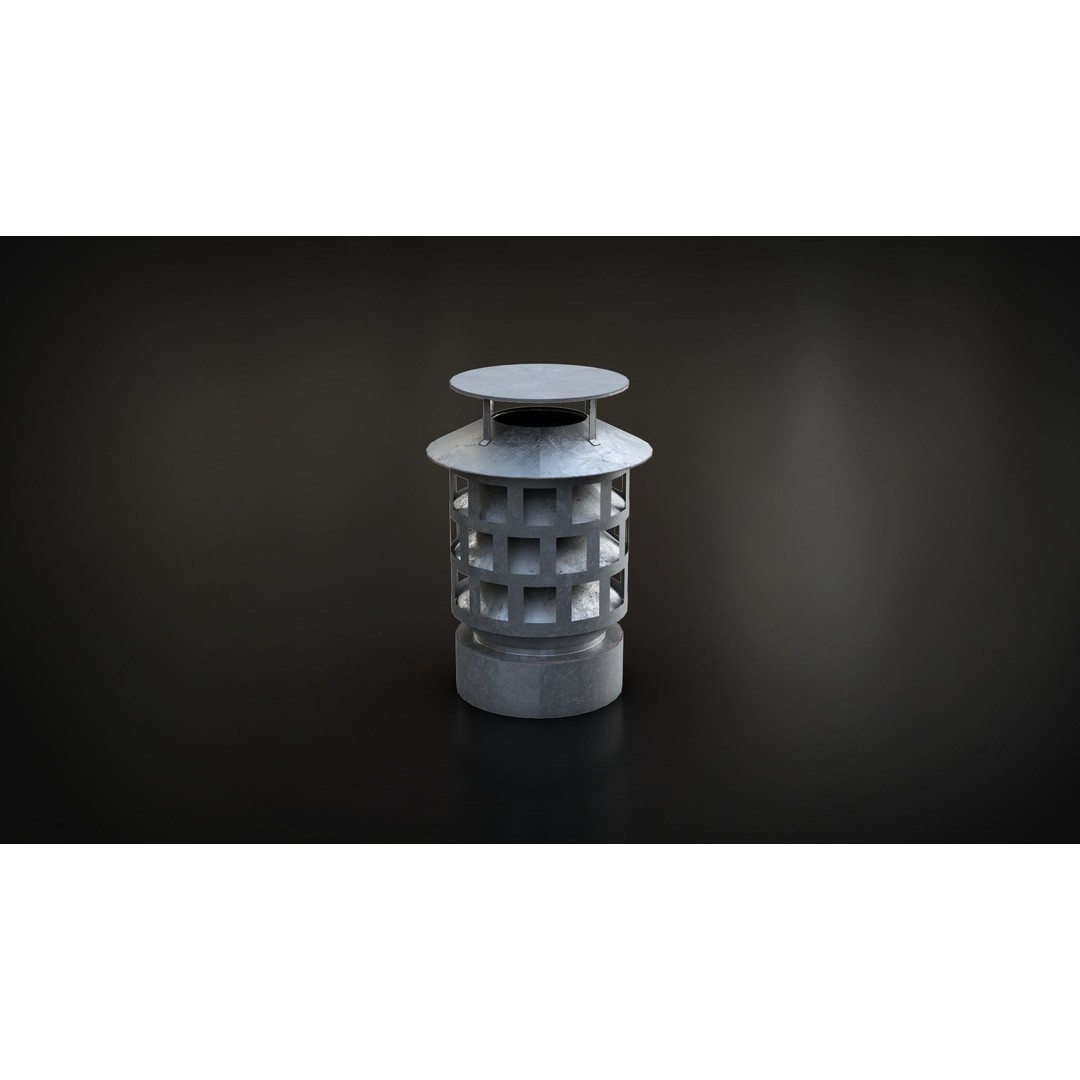 Chimney Vent Set 3D Model – Low Poly Architectural Asset, PBR Textures - View 60