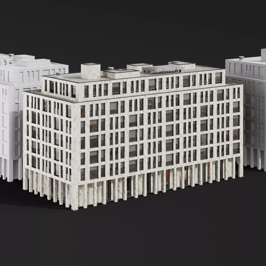 Medium-Sized Modern City Buildings 3D Model – PBR Textures, FBX, OBJ - View 14