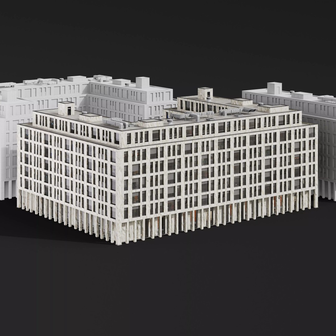 Medium-Sized Modern City Buildings 3D Model – PBR Textures, FBX, OBJ - View 15
