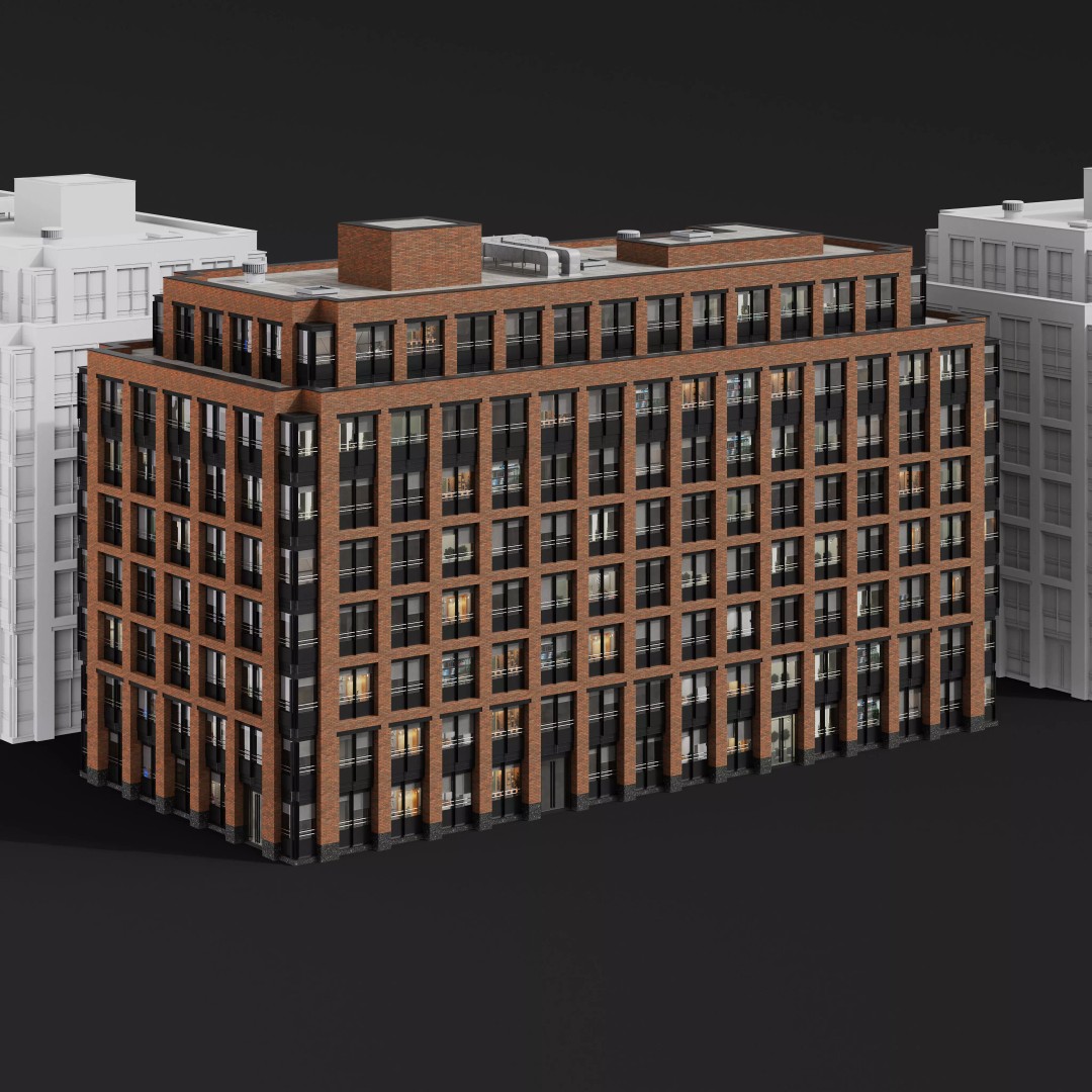 Medium-Sized Modern City Buildings 3D Model – PBR Textures, FBX, OBJ - View 18
