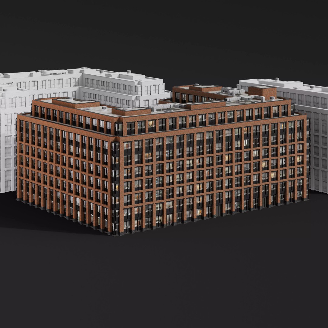Medium-Sized Modern City Buildings 3D Model – PBR Textures, FBX, OBJ - View 19