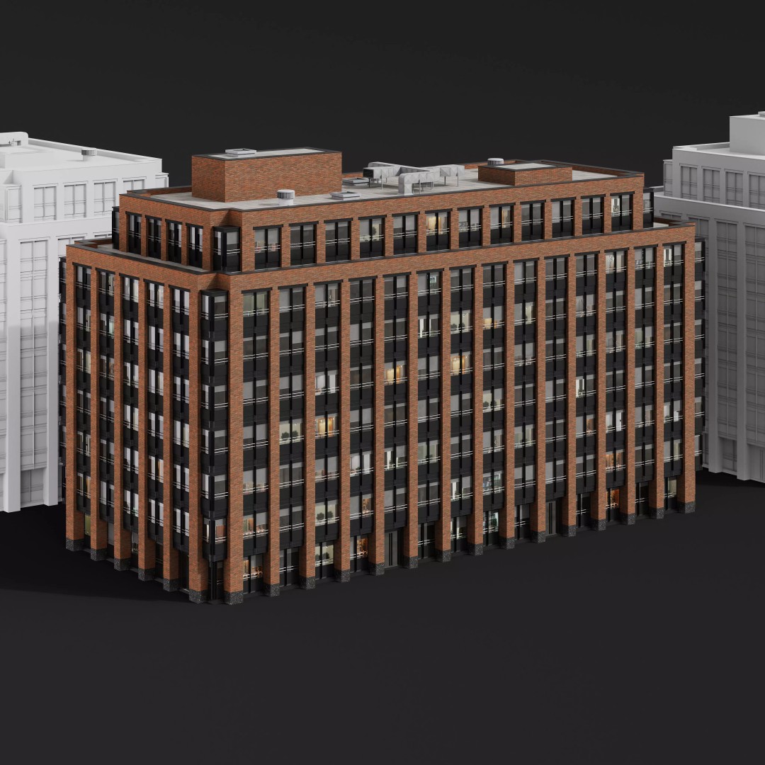 Medium-Sized Modern City Buildings 3D Model – PBR Textures, FBX, OBJ - View 20