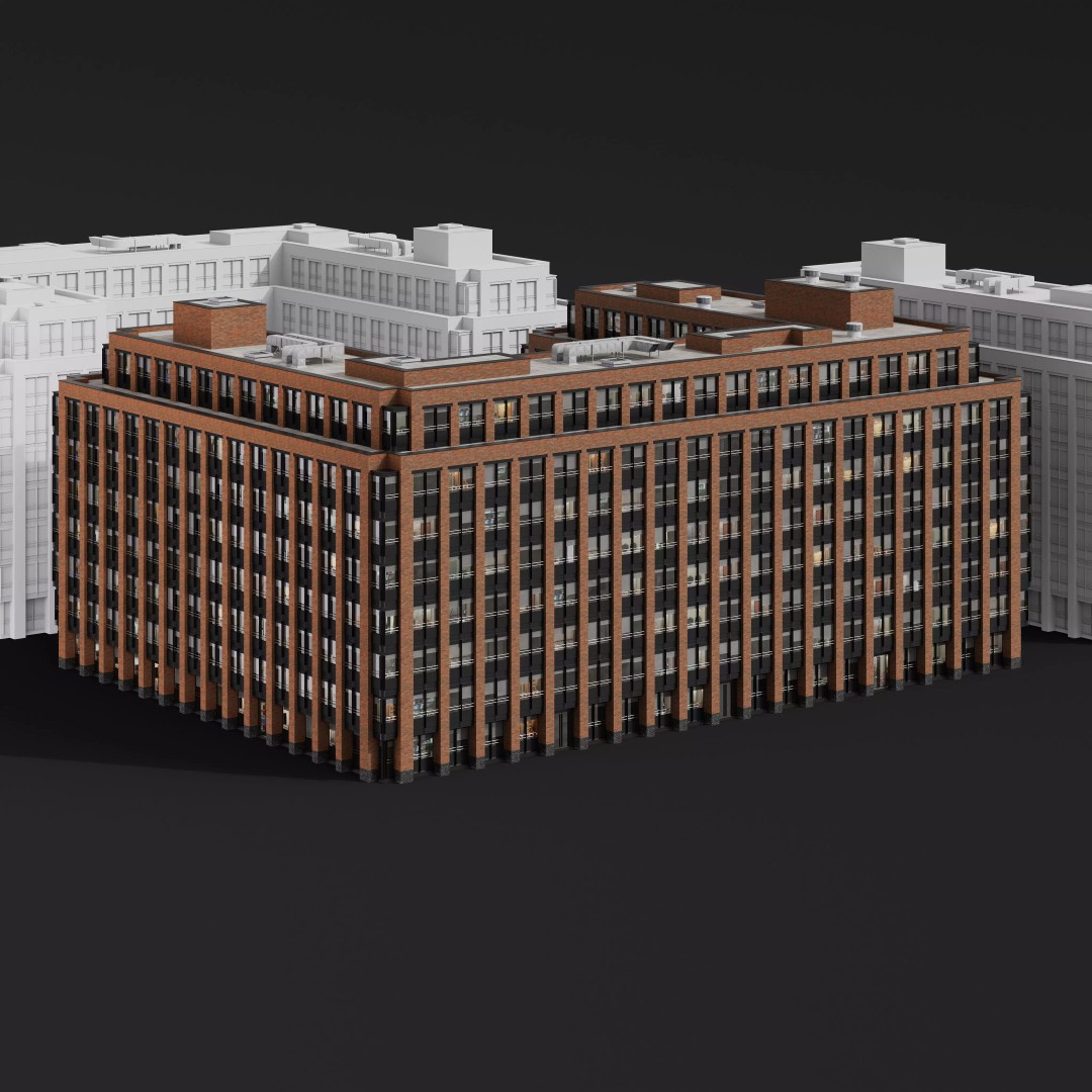 Medium-Sized Modern City Buildings 3D Model – PBR Textures, FBX, OBJ - View 21