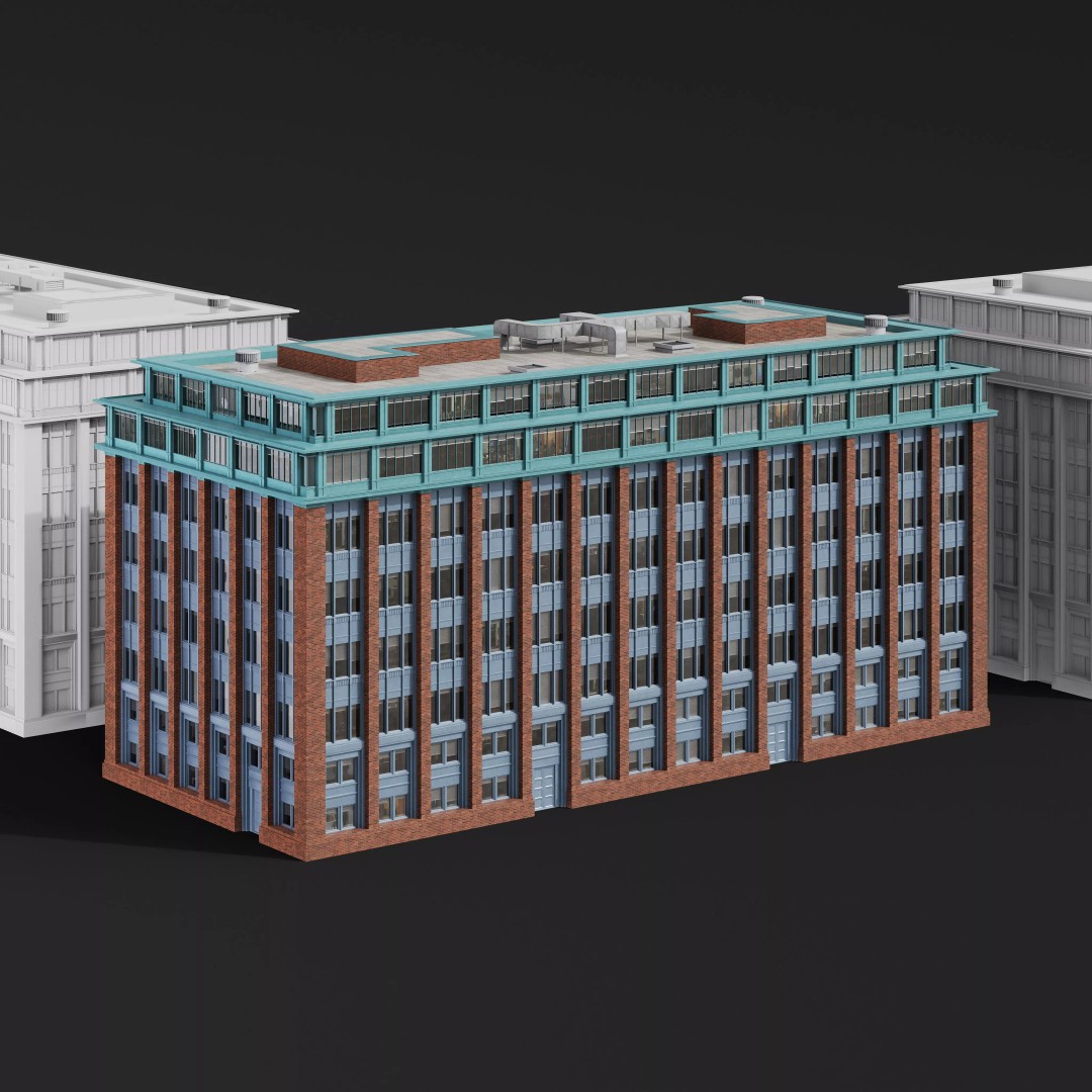Medium-Sized Modern City Buildings 3D Model – PBR Textures, FBX, OBJ - View 22