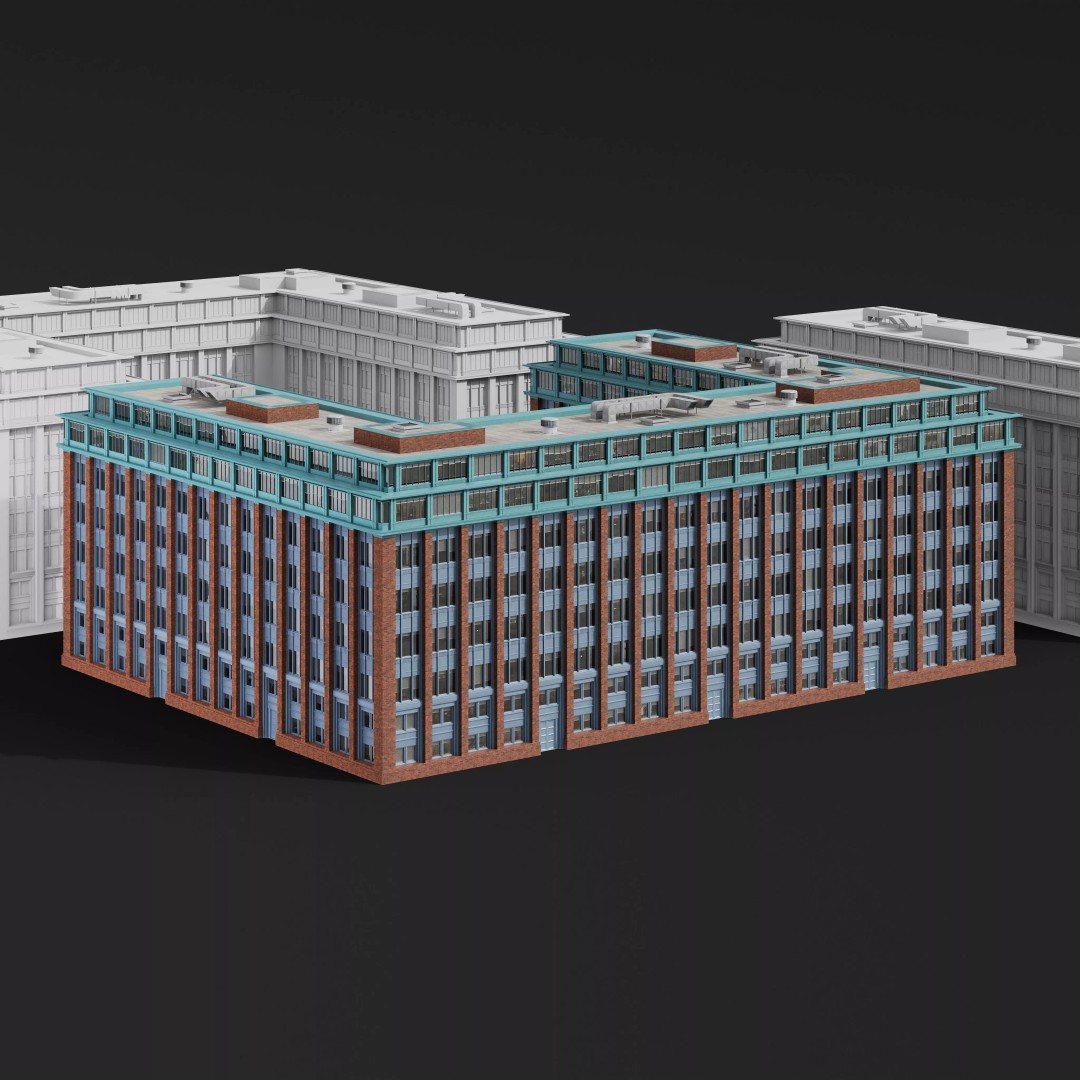 Medium-Sized Modern City Buildings 3D Model – PBR Textures, FBX, OBJ - View 23