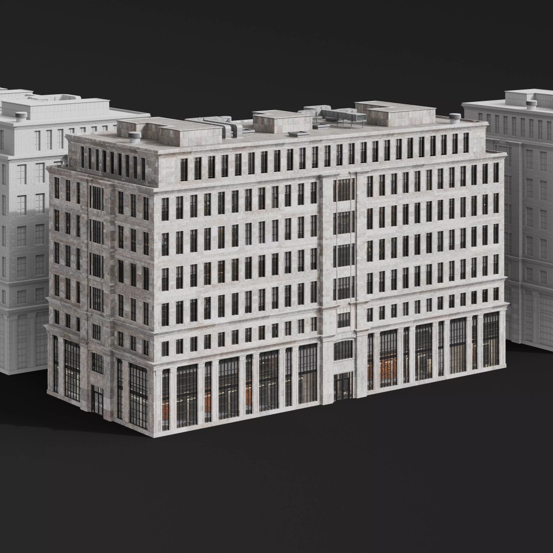 Medium-Sized Modern City Buildings 3D Model – PBR Textures, FBX, OBJ - View 26