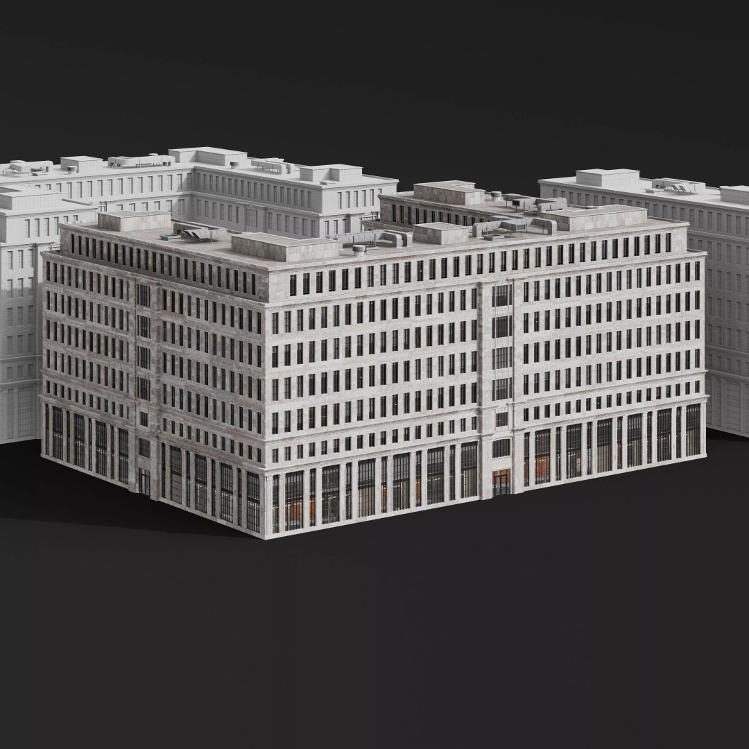 Medium-Sized Modern City Buildings 3D Model – PBR Textures, FBX, OBJ - View 27