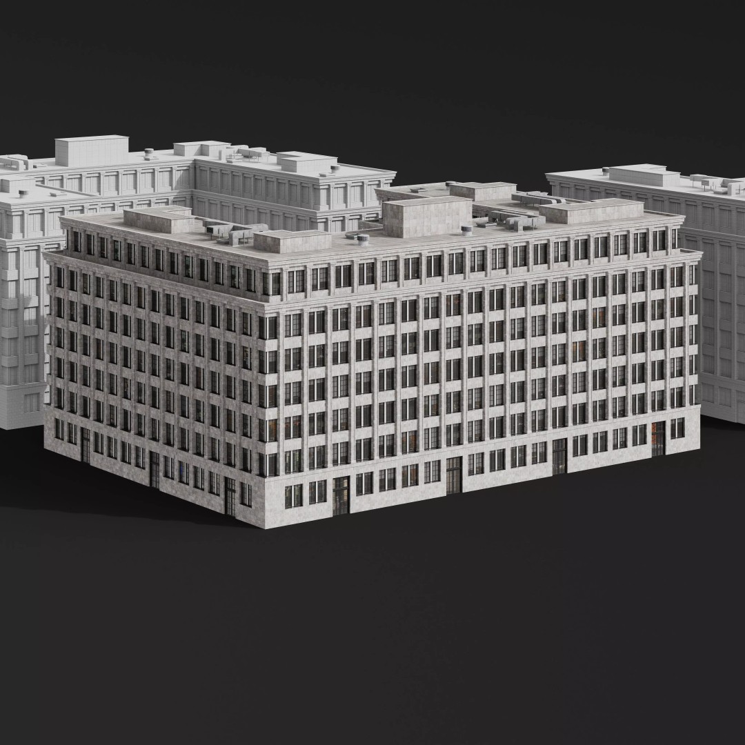 Medium-Sized Modern City Buildings 3D Model – PBR Textures, FBX, OBJ - View 31