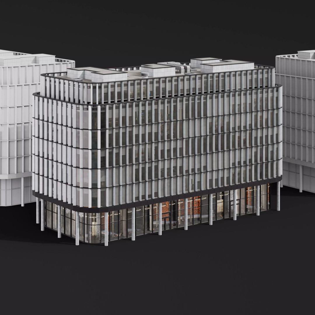 Medium-Sized Modern City Buildings 3D Model – PBR Textures, FBX, OBJ - View 34
