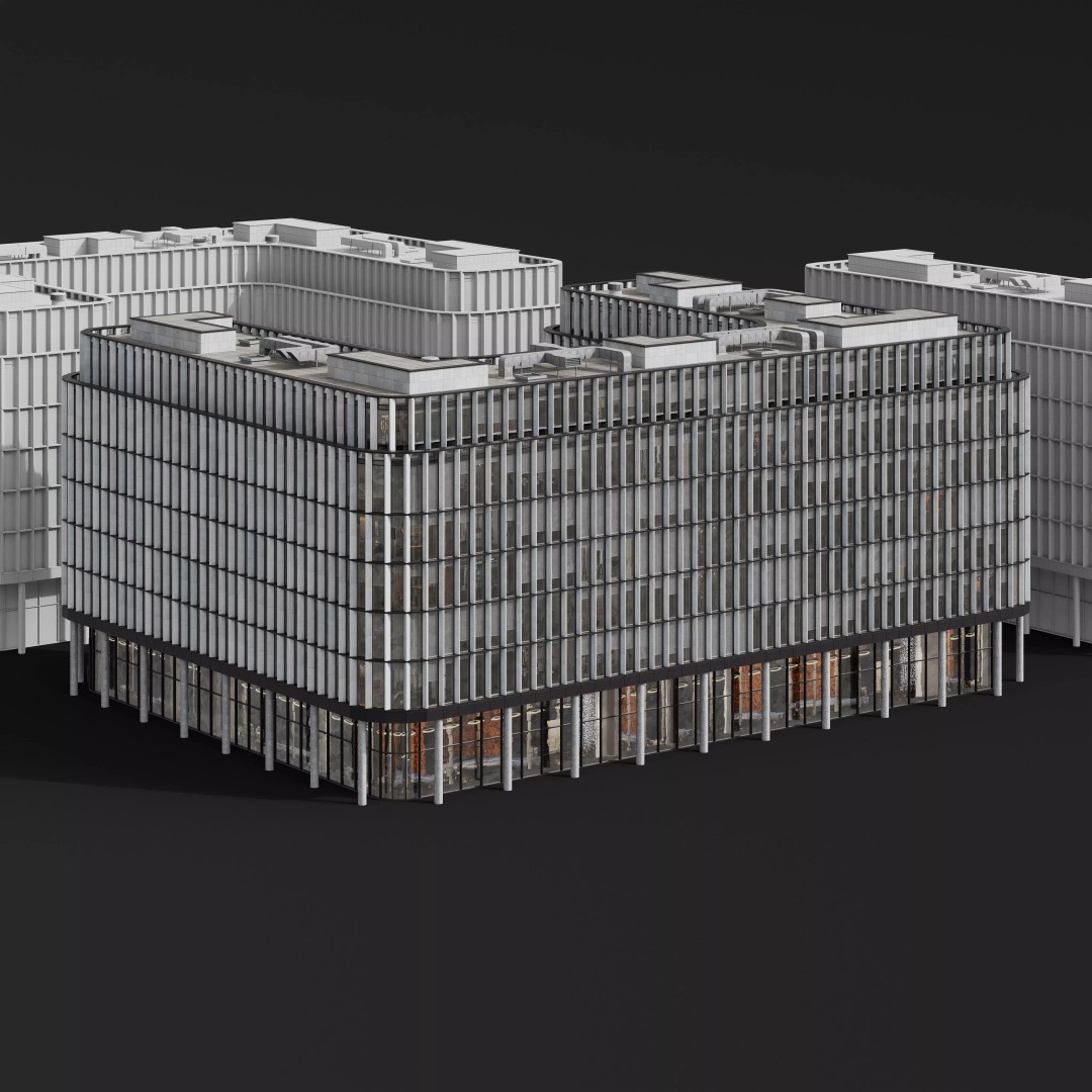 Medium-Sized Modern City Buildings 3D Model – PBR Textures, FBX, OBJ - View 35