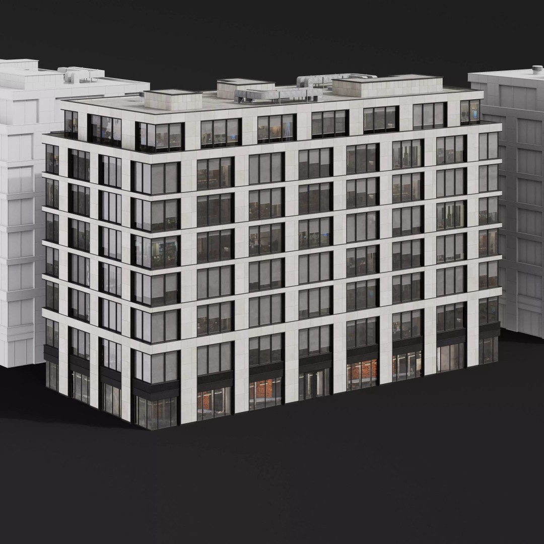 Medium-Sized Modern City Buildings 3D Model – PBR Textures, FBX, OBJ - View 44