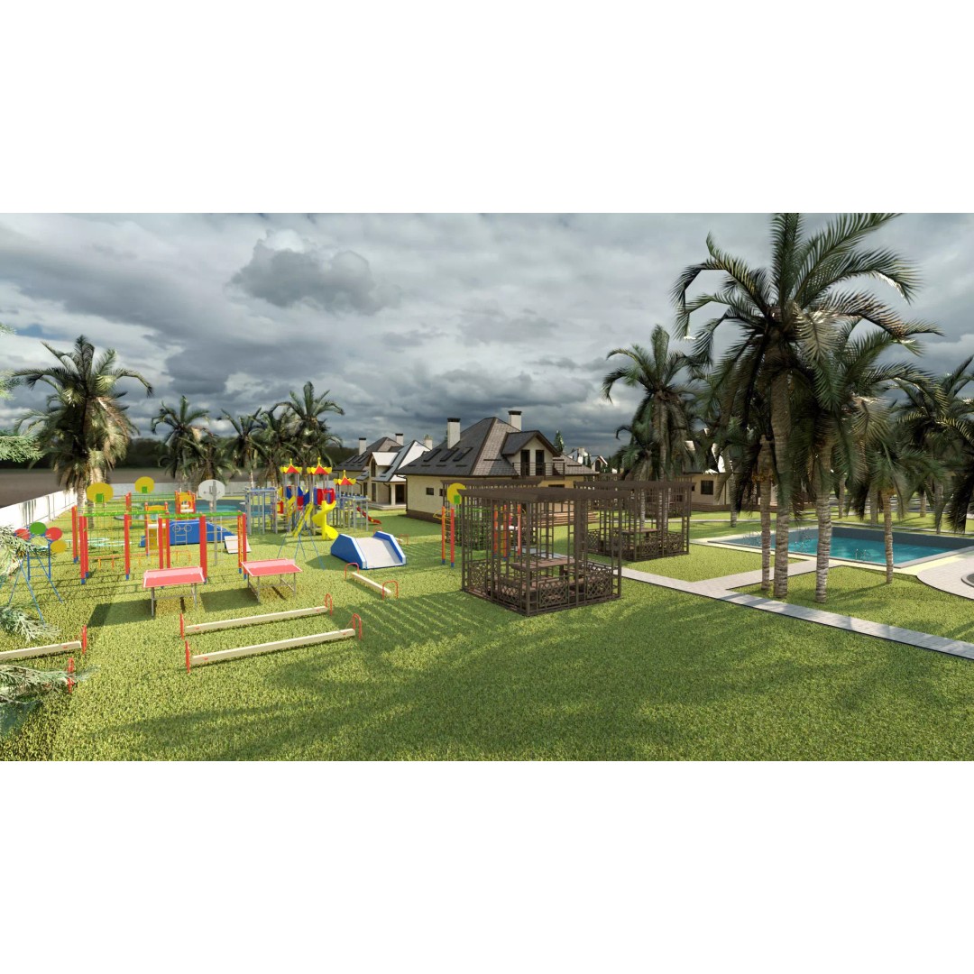 Tropical Resort Townhouse Community 3D Model – Low Poly Game Asset, FBX, Blender - View 4