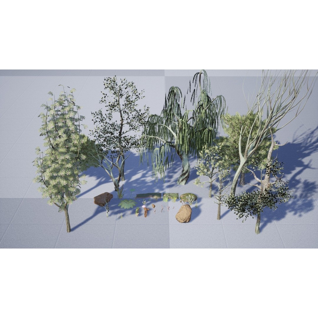 Swamp Environment 3D Model – Low Poly PBR Asset with 42 Props