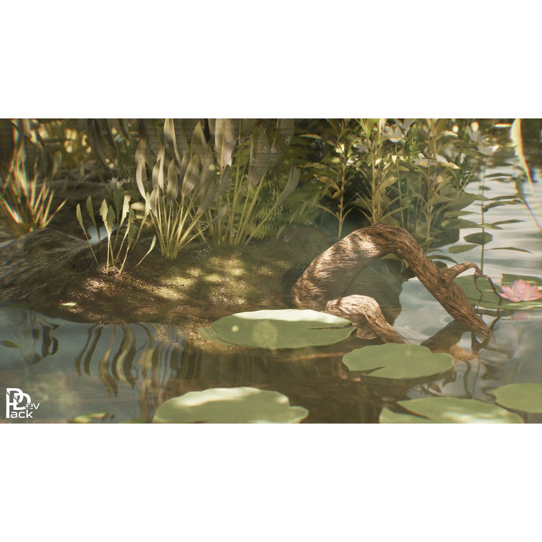 Swamp Environment 3D Model – Low Poly PBR Asset with 42 Props - View 3