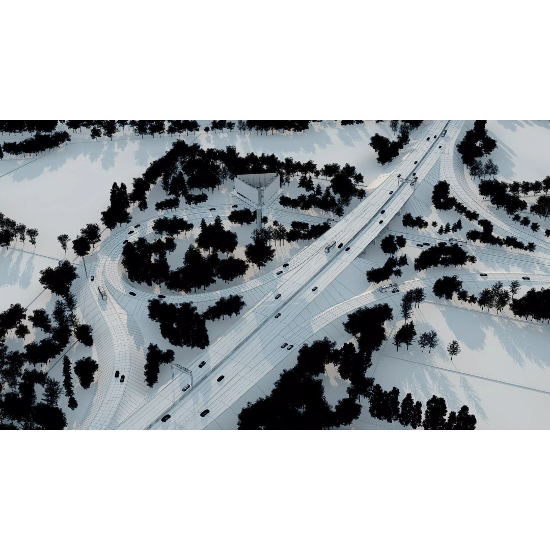 Twilight Highway 3D Model – Realistic Urban Road Asset, FBX, OBJ