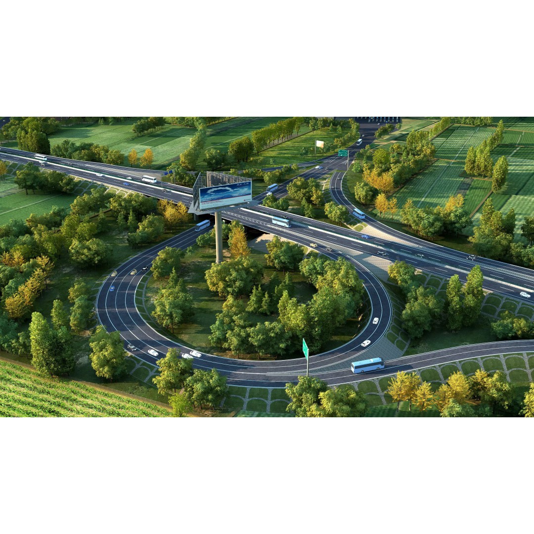 Twilight Highway 3D Model – Realistic Urban Road Asset, FBX, OBJ - View 2